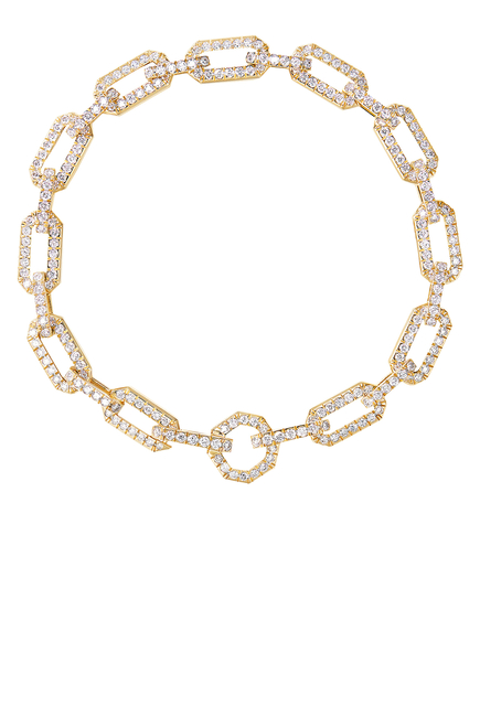 Pavé Chain Bracelet, 18k Yellow Gold & Diamond